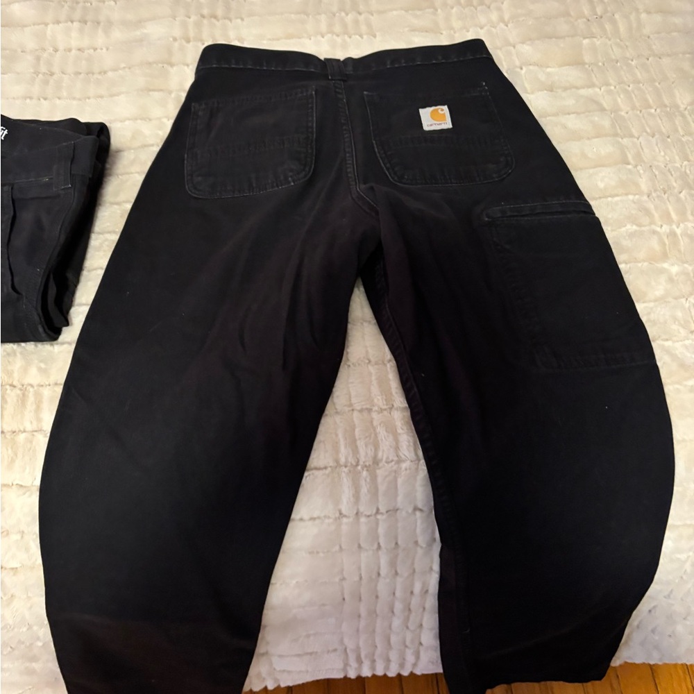 Carhartt Black cotton twill unisex relaxed  straight wider leg fit 28”X32”